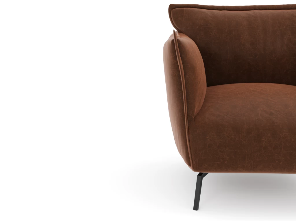Fauteuil Tissu Effet Cuir Vintage Cognac – Image 4