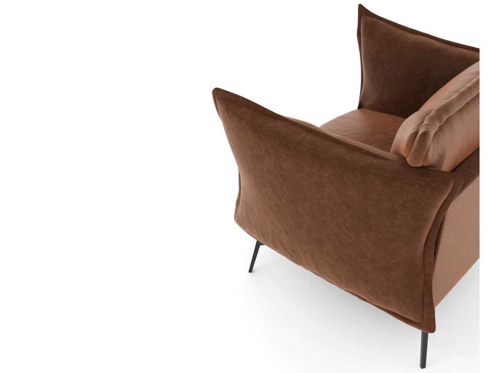 Fauteuil Tissu Effet Cuir Vintage Cognac – Image 5