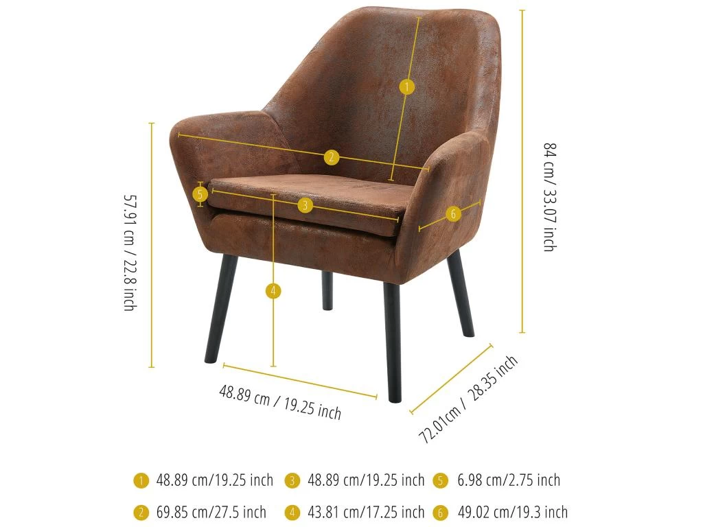 Fauteuil Cabriolet Rétro Moderne Tissu Effet Vieilli Salon Teamson Home Divano – Image 4