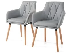 Ensemble De 2 Chaises D'appoint Rembourrées En PU Gris