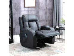Fauteuil De Massage Et Relaxation électrique Chauffant Inclinable Manuellement Repose-pied Télécommande Noir