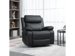 Fauteuil De Massage Et Relaxation électrique Inclinable Pivotant Repose-pied Télécommande Noir