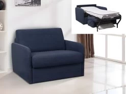 Fauteuil Convertible Express En Tissu NADOA - Couchage 70cm - Bleu