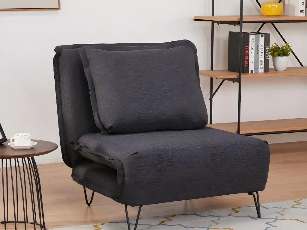 Fauteuil Convertible En Tissu LOOF - Anthracite – Image 2