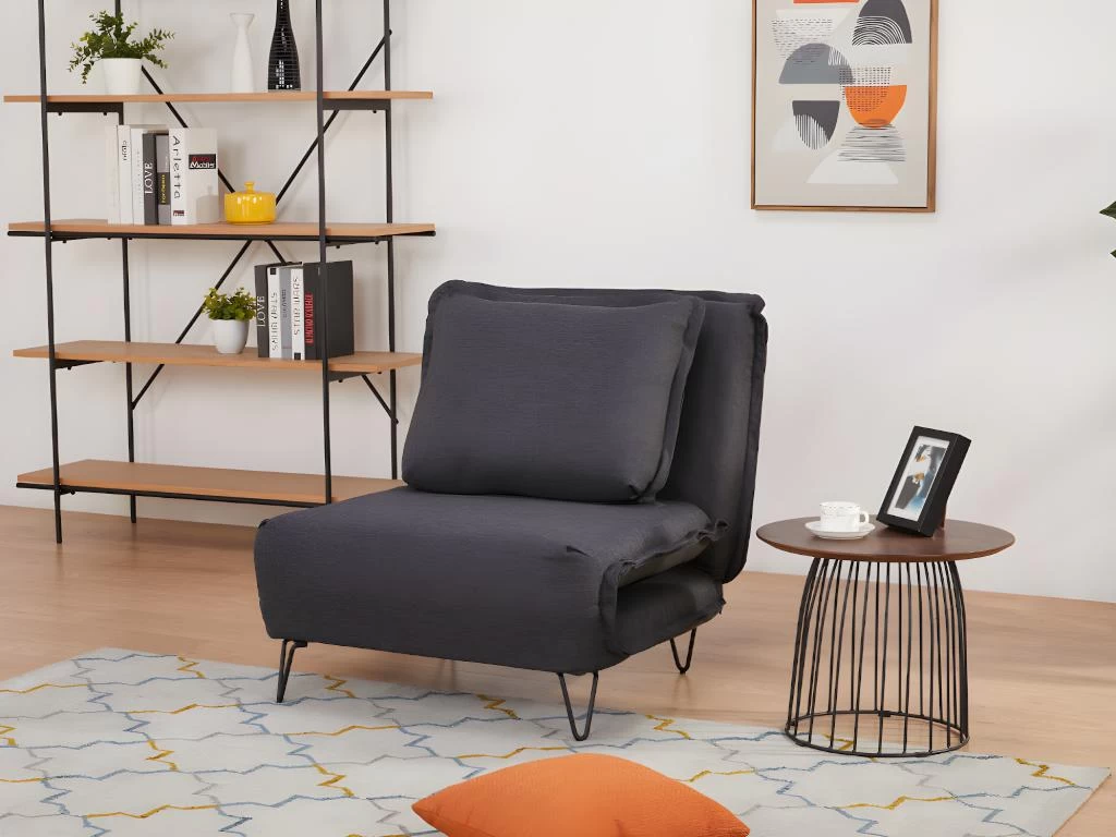 Fauteuil Convertible En Tissu LOOF - Anthracite – Image 3