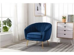Fauteuil Cabriolet En Velours PABLITO - Bleu Roi