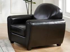 Fauteuil Club En Cuir SIGURD - Noir