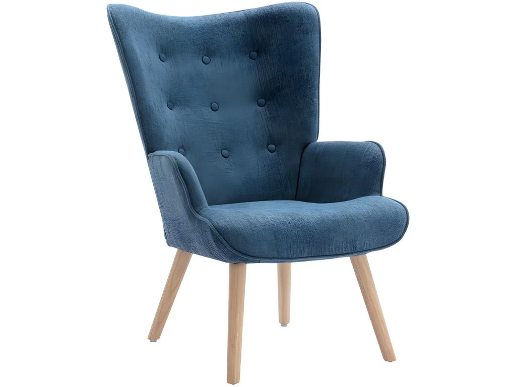 Fauteuil En Tissu Bleu VATELY – Image 5
