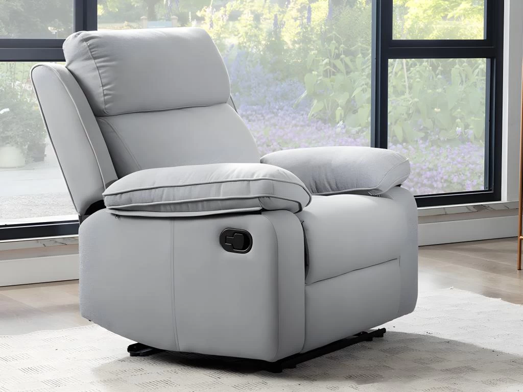 Fauteuil Relax En Tissu Gris Clair LANA – Image 8