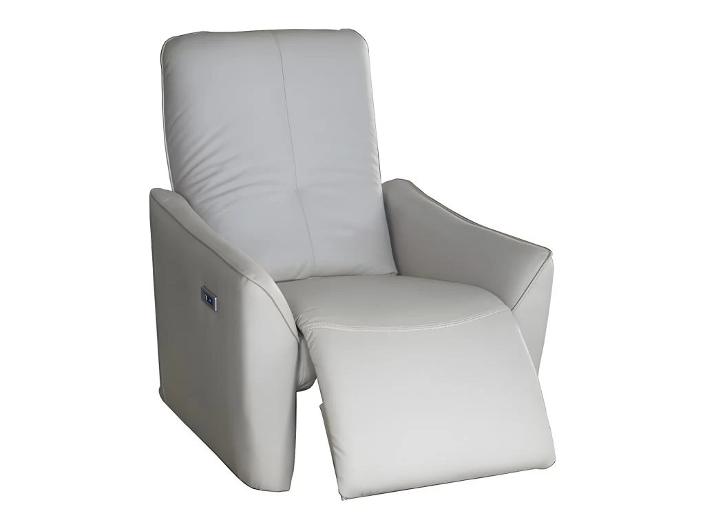 Fauteuil Relax électrique En Tissu Effet Cuir Beige TAODA – Image 2