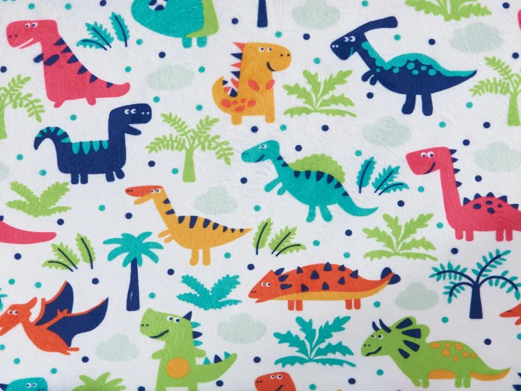 Fauteuil Chauffeuse Pour Enfant En Velours Blanc Motifs Dinosaures ALMAGRO – Image 10