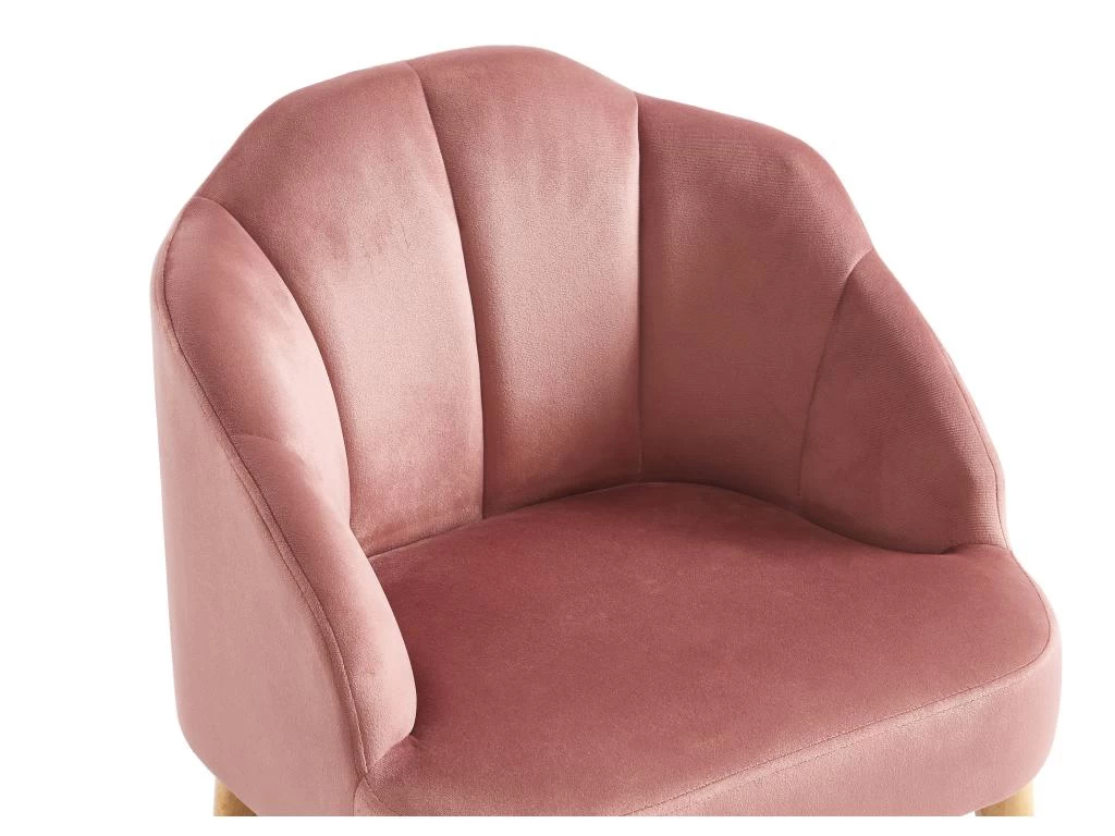 Fauteuil Pour Enfant En Velours Rose COBACA – Image 4