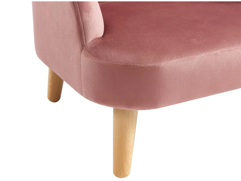 Fauteuil Pour Enfant En Velours Rose COBACA – Image 6