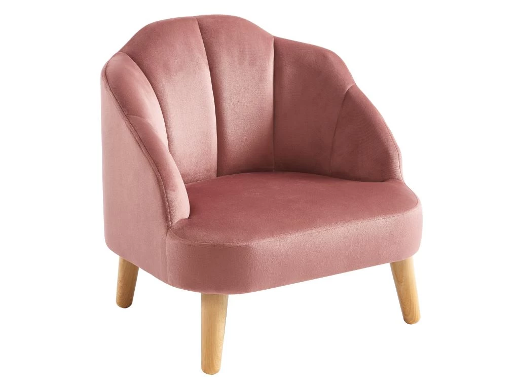 Fauteuil Pour Enfant En Velours Rose COBACA – Image 2
