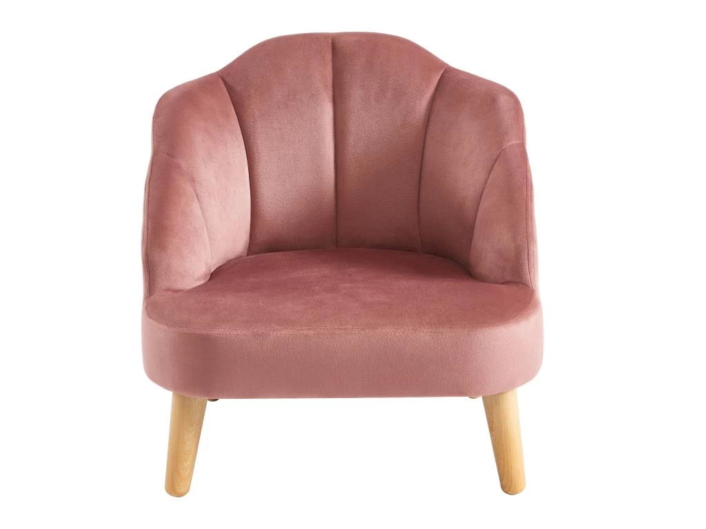 Fauteuil Pour Enfant En Velours Rose COBACA – Image 3
