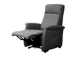 BARRENCE - Fauteuil Relax Et Releveur Electrique Tissu Aspect Cuir Gris Foncé