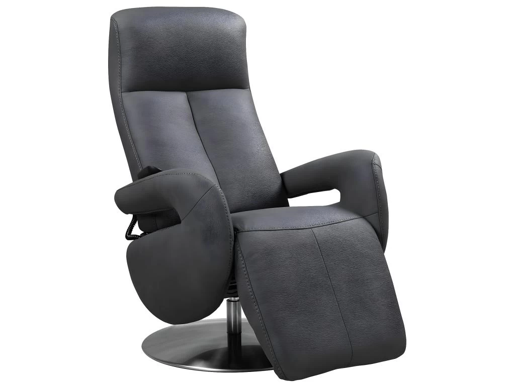 ROSARIO - Fauteuil Relax Electrique Cuir Gris Foncé – Image 3