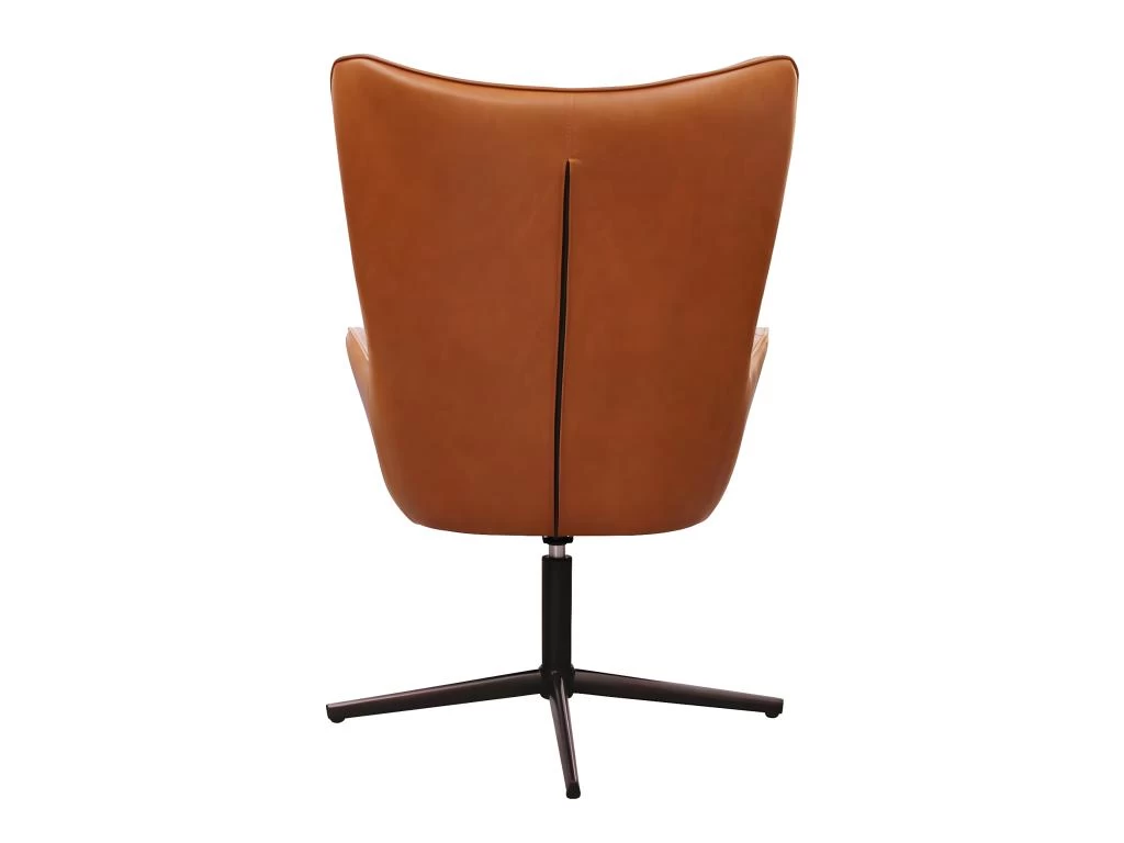 HENYA - Fauteuil Simili Marron Et Piétement Métal Noir – Image 4