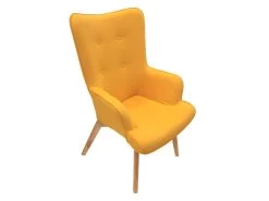 HAYNA - Fauteuil Jaune Et Piétement Naturel