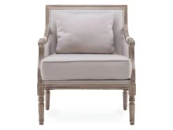 Fauteuil Bergère Ambroise Style Louis XVI Tissu Beige