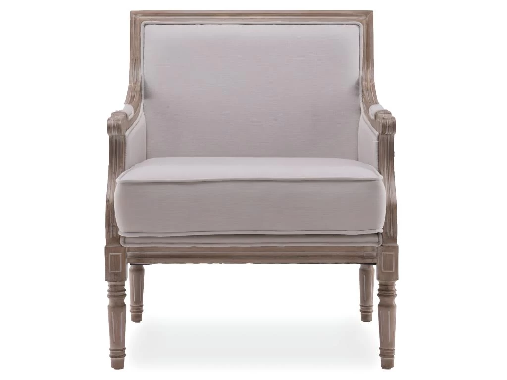 Fauteuil Bergère Ambroise Style Louis XVI Tissu Beige – Image 2