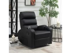 Fauteuil De Relaxation Inclinable Avec Repose-pied Ajustable RevĂȘtement SynthĂ©tique Noir