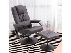 Fauteuil De Massage Et Relaxation électrique Pivotant Inclinable Avec Repose-pied Revêtement Synthétique Chocolat