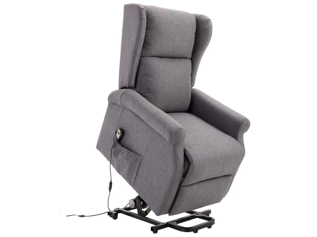 Fauteuil De Relaxation électrique Fauteuil Releveur Inclinable Avec Repose-pied Ajustable Lin Gris Chiné – Image 2