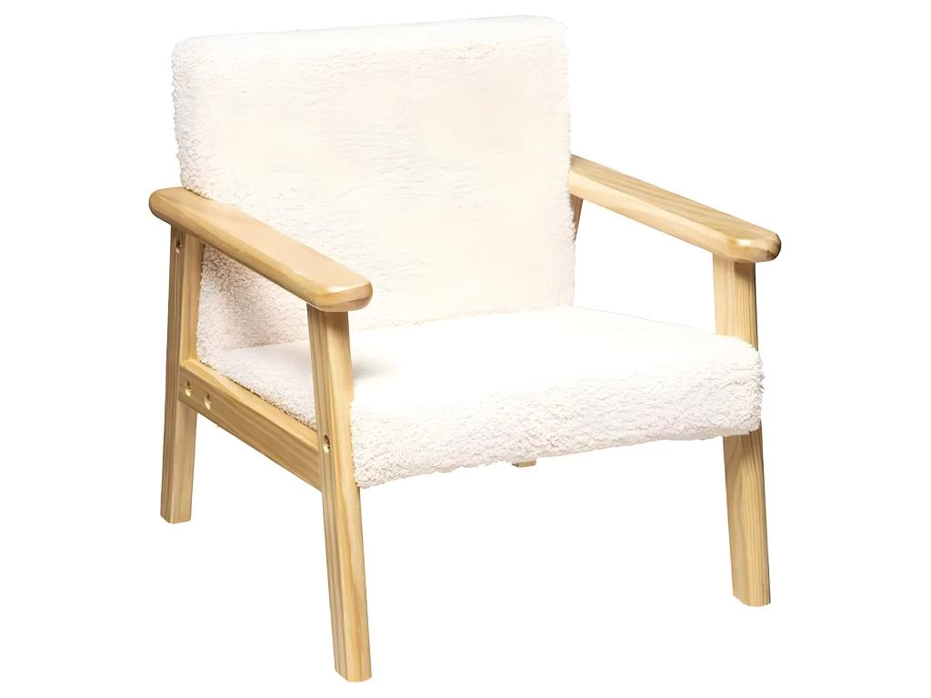 Fauteuil Enfant En Bois Coloris Blanc / Naturel - Longueur 43 X Profondeur 43 X Hauteur 46 Cm