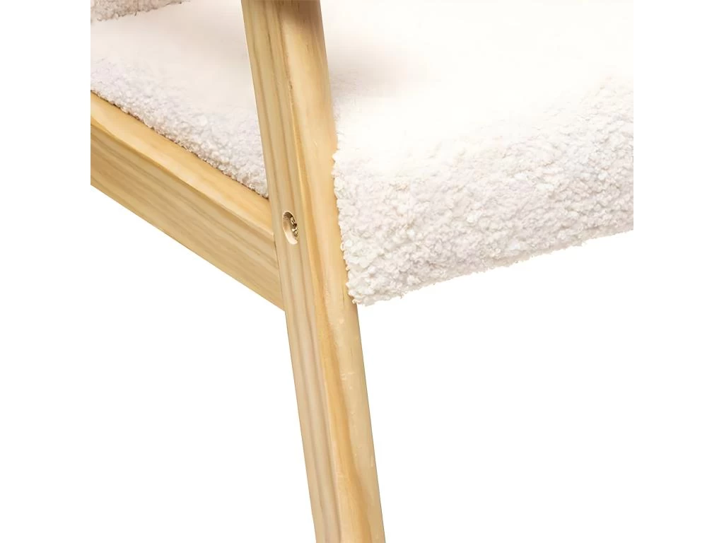 Fauteuil Enfant En Bois Coloris Blanc / Naturel - Longueur 43 X Profondeur 43 X Hauteur 46 Cm – Image 2