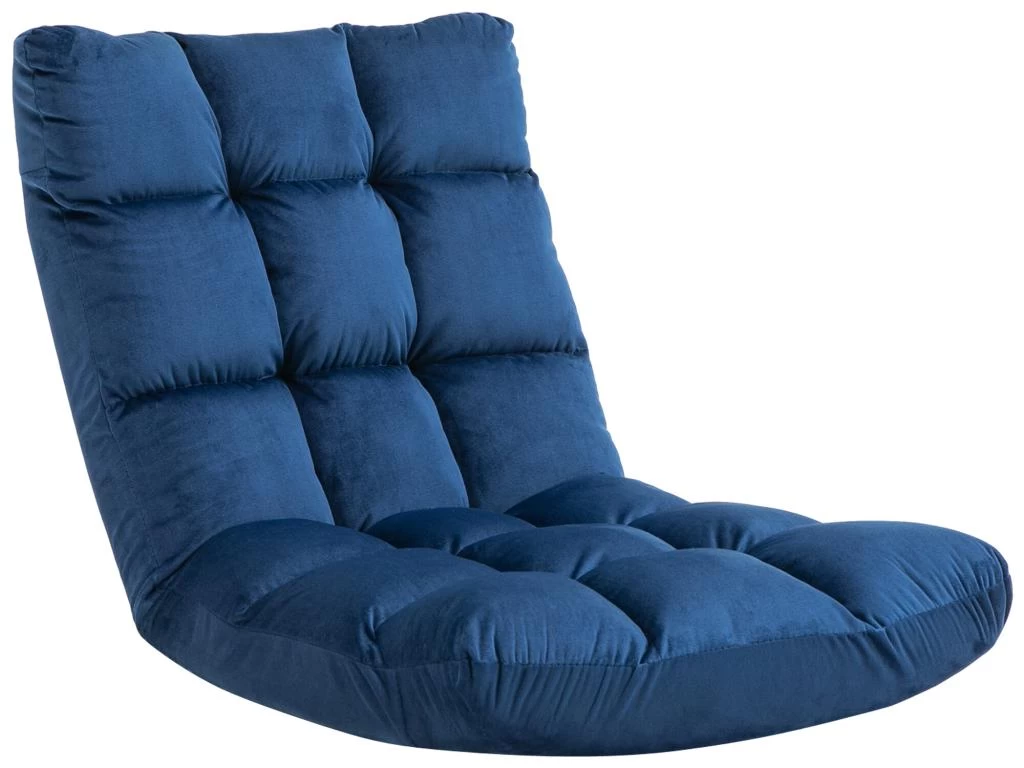 Fauteuil Convertible Fauteuil Paresseux Grand Confort Inclinaison Dossier Multipositions 90°-180° Flanelle Polyester Capitonné Bleu Roi – Image 2