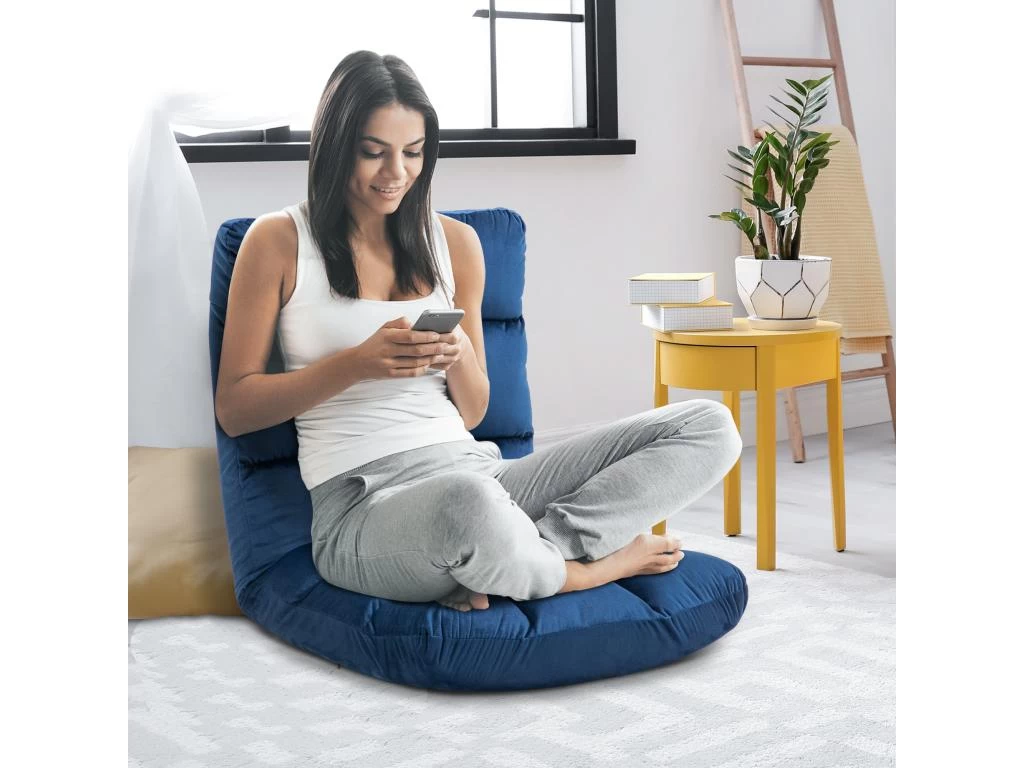 Fauteuil Convertible Fauteuil Paresseux Grand Confort Inclinaison Dossier Multipositions 90°-180° Flanelle Polyester Capitonné Bleu Roi – Image 3