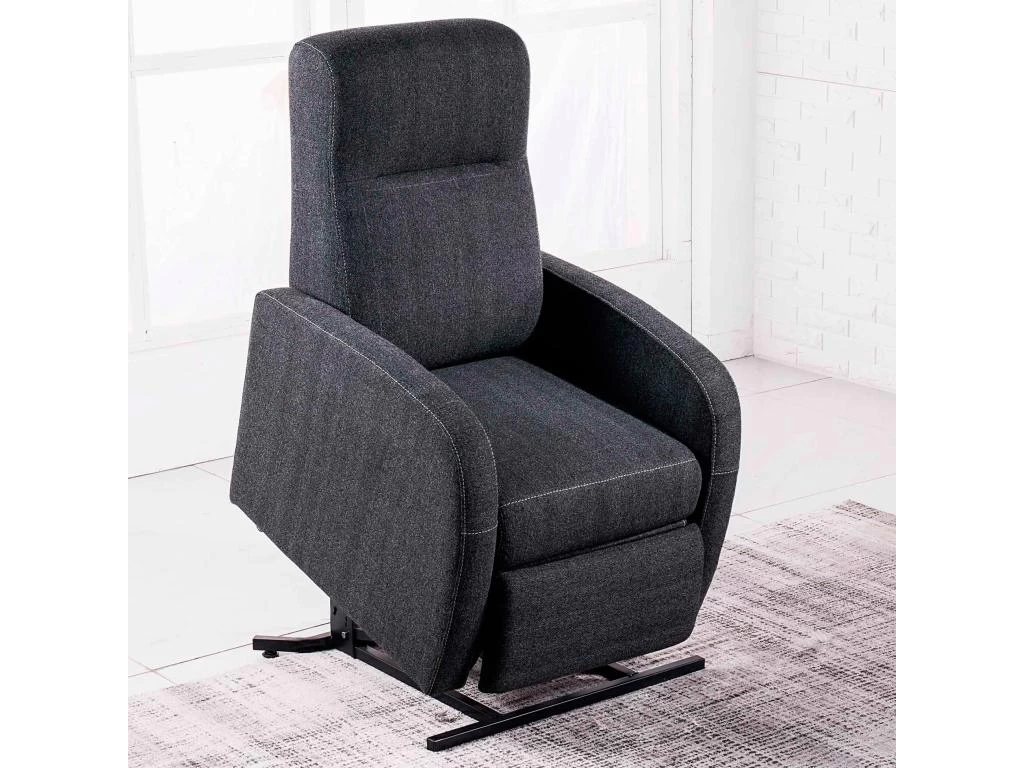 Fauteuil Relax En Tissu Coloris Gris Anthracite - Largeur 70 X Profondeur 77 Cm – Image 2