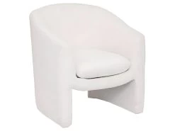 Fauteuil En Bois Et PU Coloris Blanc - Longueur 72 X Profondeur 67 X Hauteur 76 Cm