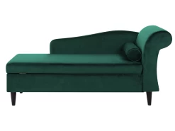 Chaise Longue Côté Droit En Velours Vert Foncé LUIRO