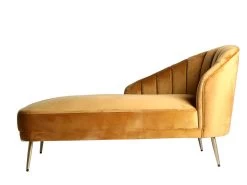 Méridienne En Acier Et Velours En Jaune Moutarde 153x82x83