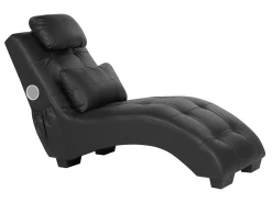 Chaise Longue En Cuir PU Noir Avec Haut Parleur Bluetooth Et Port USB SIMORRE
