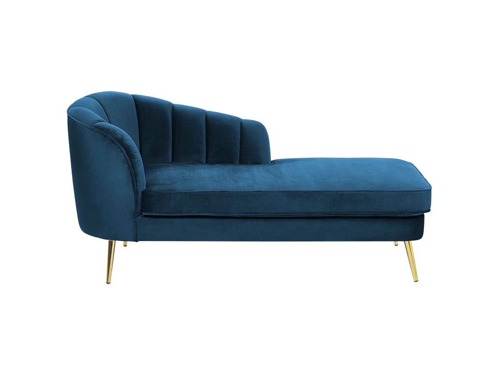 Chaise Longue Côté Gauche En Velours Bleu Cobalt ALLIER