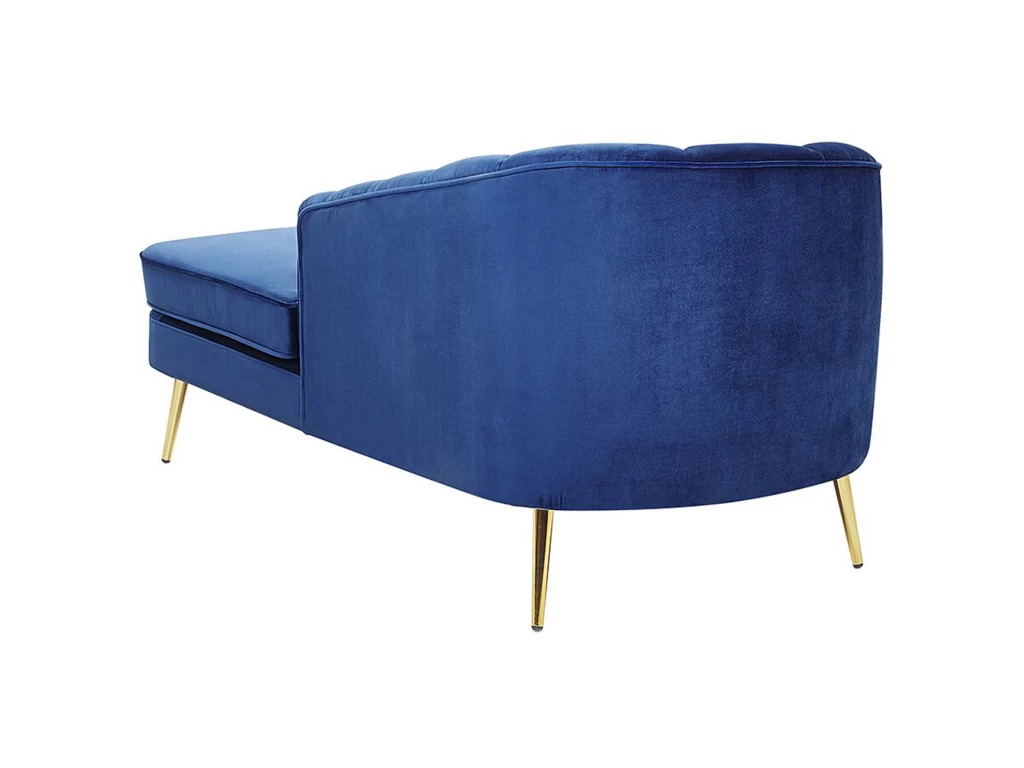Chaise Longue Côté Gauche En Velours Bleu Cobalt ALLIER – Image 6