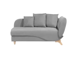 Chaise Longue Côté Droit En Velours Gris Clair MERI