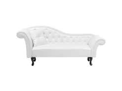 Chaise Longue Chesterfield En Cuir PU Blanc LATTES
