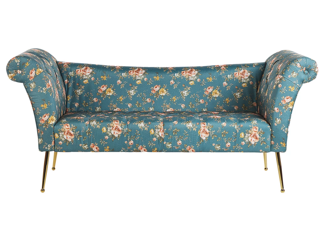 Chaise Longue En Velours Ă Motif Floral NANTILLY