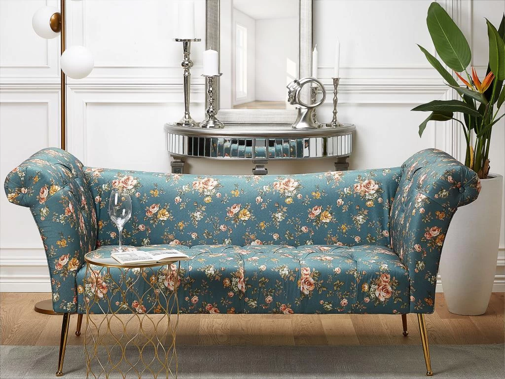 Chaise Longue En Velours à Motif Floral NANTILLY – Image 2