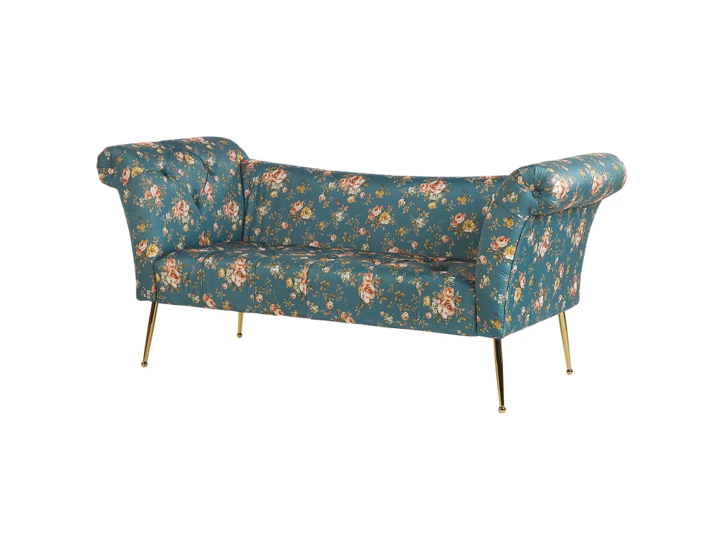 Chaise Longue En Velours à Motif Floral NANTILLY – Image 5