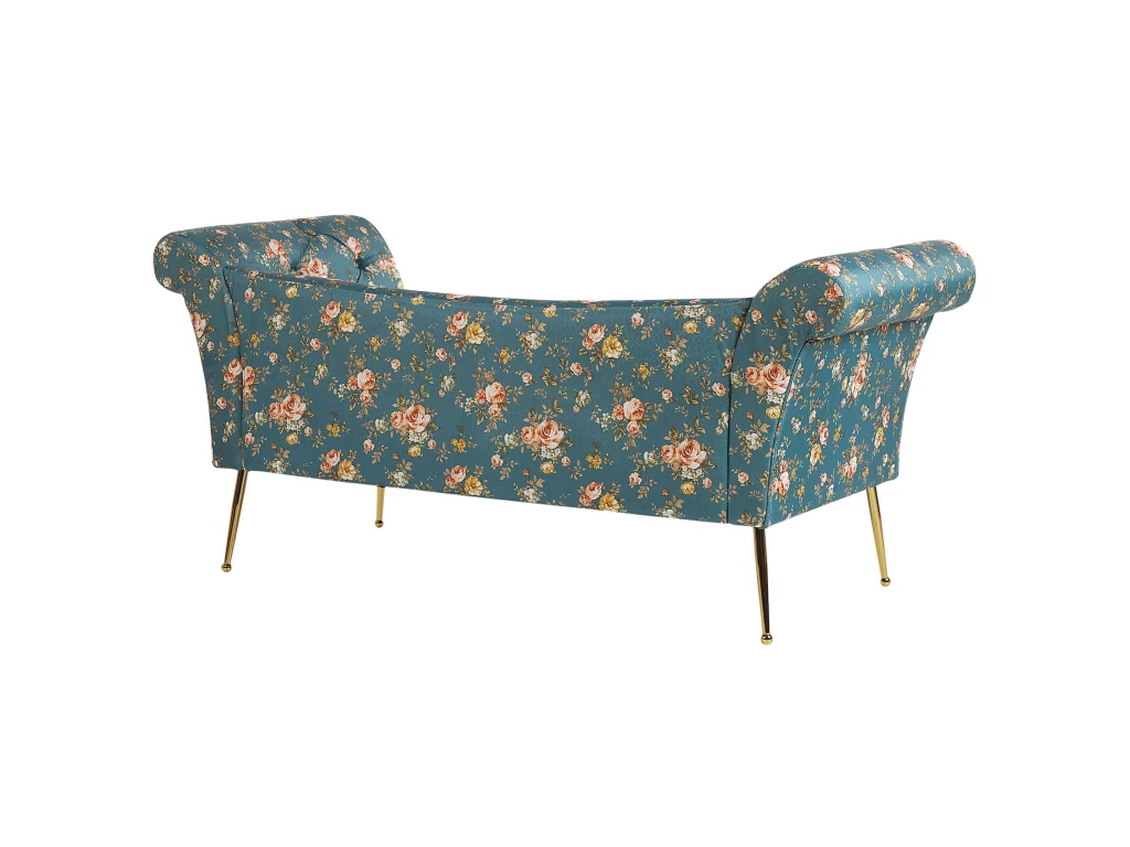Chaise Longue En Velours à Motif Floral NANTILLY – Image 6