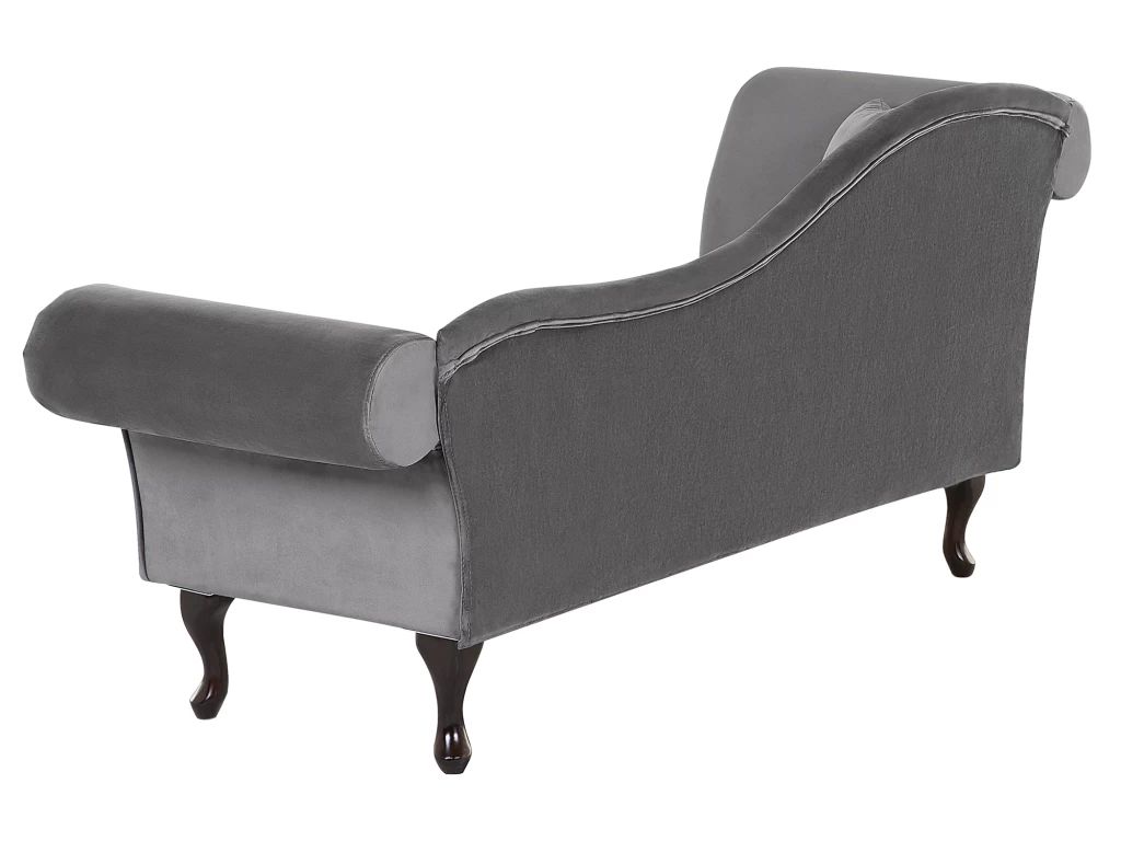 Chaise Longue En Velours Gris Côté Gauche LATTES – Image 5