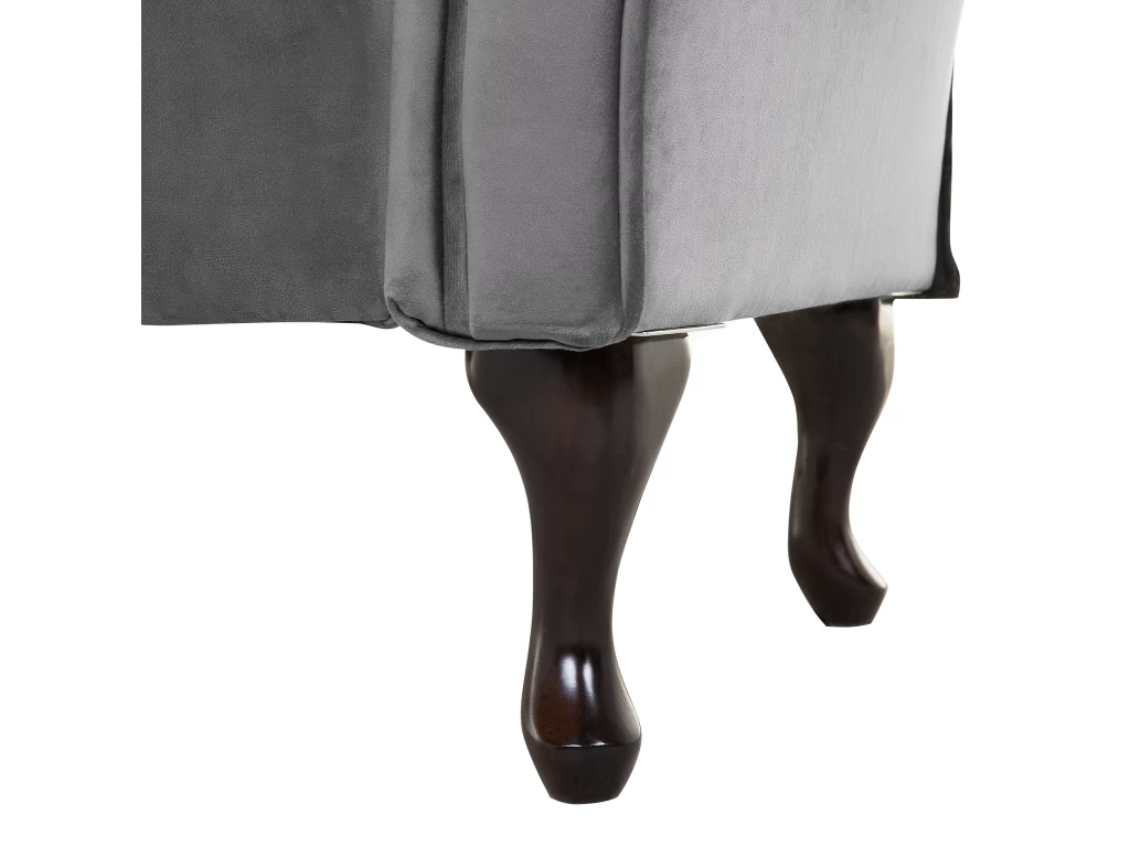 Chaise Longue En Velours Gris Côté Gauche LATTES – Image 8