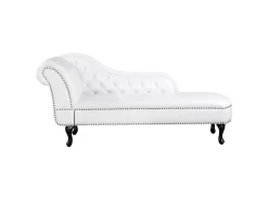 Méridienne Capitonnée En Cuir PU Blanc NIMES