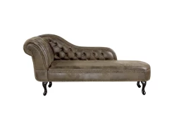 Chaise Longue En Simili Daim Marron Côté Gauche NIMES