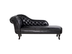 Méridienne Capitonnée En Cuir PU Noir NIMES